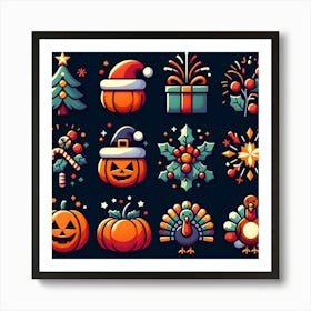 Halloween Icon Set 2 Art Print