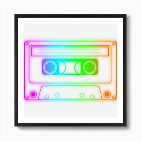 Neon Cassette Icon Vector Illustration Art Print