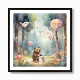 A Bear in a Forest 1 Art Print