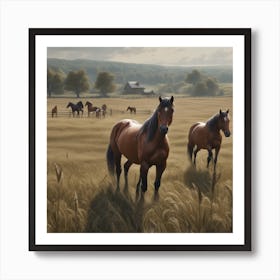 Horses In The Field 18 Art Print