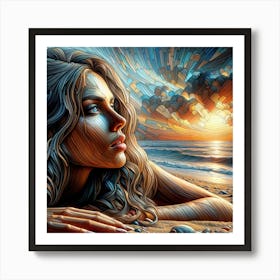 Sunset On The Beach Art Print