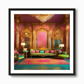 Gold And Pink Living Room Art Print