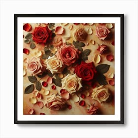 Roses On A Background Art Print