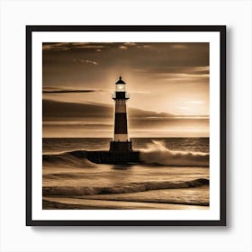 Lighthouse At Sunset 32 Art Print