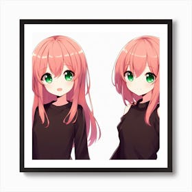 Two Anime Girls With Pink Hair Art Print