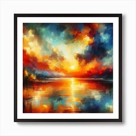 Sunset Over The Lake Art Print