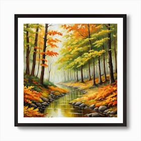 Forest In Autumn In Minimalist Style Square Composition 159 Art Print