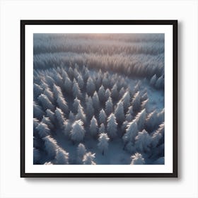 Winter Forest With Visible Horizon And Stars From Above Drone View Unreal Engine Greg Rutkowski Art Print