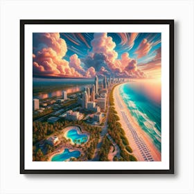 Sunset At The Beach 1 Art Print