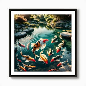 Koi Fish In The Pond Art Print