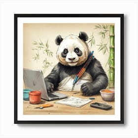 Panda Bear At Work 3 Art Print