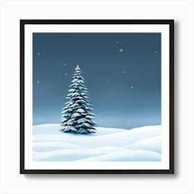 A Serene Winter Landscape Under A Subdued Grey Sky Snow Blankets A Fir Tree Frost Glistens On Surr (1) Art Print