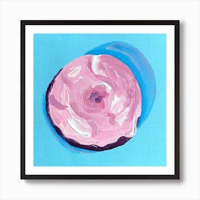 Pink Frosted Donut Square Art Print