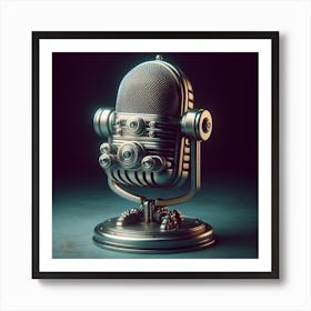 Vintage Microphone On A Dark Background Art Print