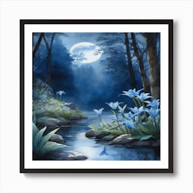 Moonlight In The Forest Art Print