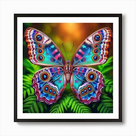 Butterfly On Fern Art Print