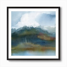 Early Swim 2 Landscape Square Art Print