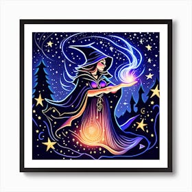 Wizard Casting Spells Art Print