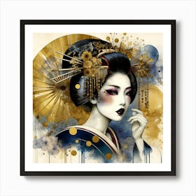 Japan Traditional Geisha Illustration By Ad 36 Art Print