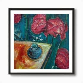 Still Life With Poppy Curtain Art Print