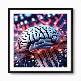 Brain On Circuit Board 9 Art Print