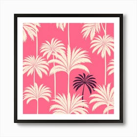 Palm Trees On Pink Background Art Print