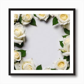 White Roses On White Background Art Print