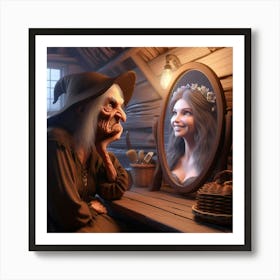 Old Woman In The Mirror Art Print