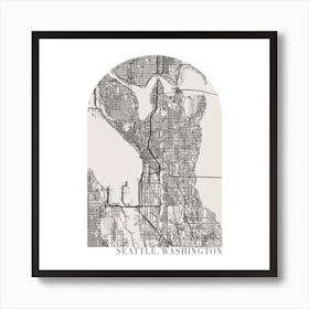 Seattle Washington Boho Minimal Arch Street Map 1 Art Print