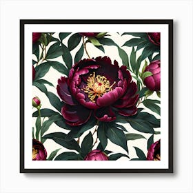 Deep Red Peony Art Print