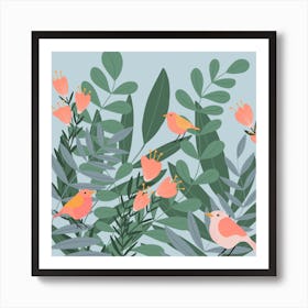 Summer Birds Square Art Print