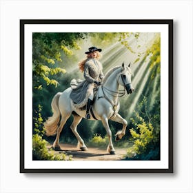 Beautiful View Of A Knight Riding A Horse Art Print