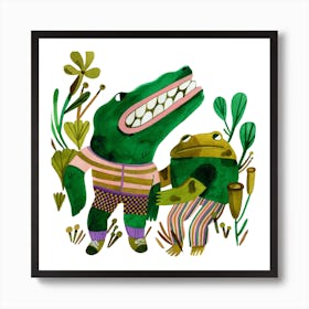 Alligator and Toad Art Print