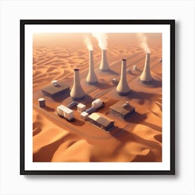 3d Rendering Of A Power Plant In The Desert Art Print