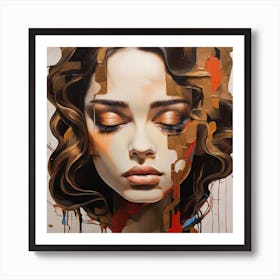 Girl With Gold Paint Art Print