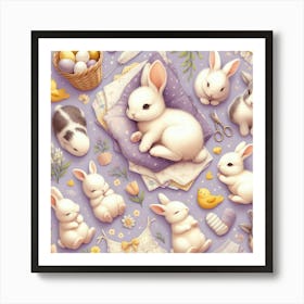 Easter Bunnies Nursery Art Print