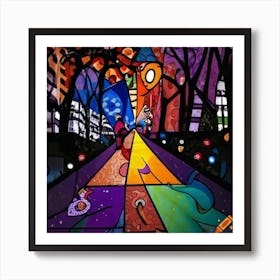 Night Time Walk Through The Park Art Print