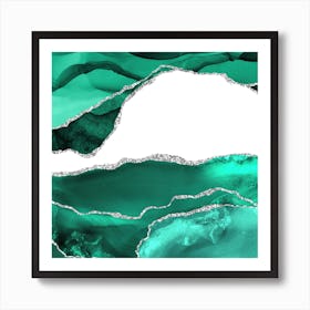 Seafoam & Silver Agate Texture 08 Art Print