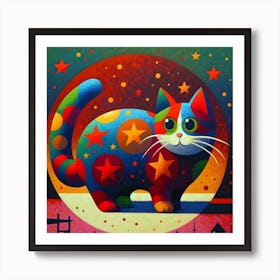 Cat With Stars Art Print