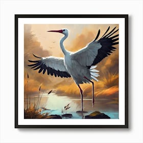 White Stork Art Print