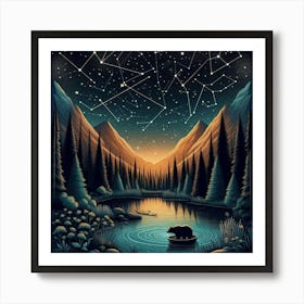 Bear In The Night Sky Art Print