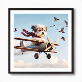 Cute dog in airplane 3D render 2 Art Print