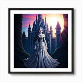 Firefly Gothic, Woman, Sinister, Medieval, Castle, Sun, Colored Rays, Dramatic, Eerie, Mysterious, D (2) Art Print