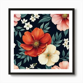 Seamless Floral Pattern 5 Art Print