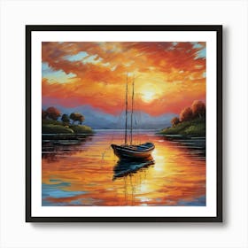 Sunset Sailboat Art Print