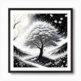 Tree In The Snow 8 Art Print