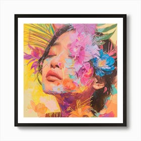 Asian Girl With Flowers Art Print