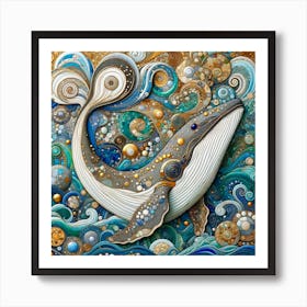 Whales in the Style of Collage 4 Art Print