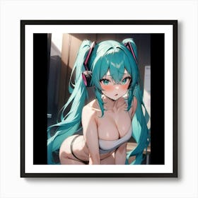 Anime Girl With Blue Hair 1 Art Print