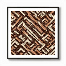 Brown And White Geometric Pattern, A Seamless Pattern, Flat Art, 182 Art Print